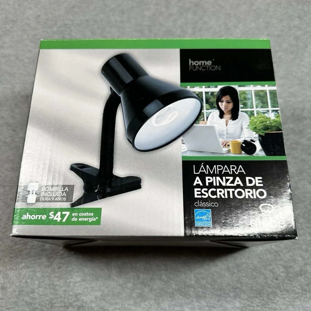 Globe Home Function Black Classic Clip Desk Lamp W/ CFL Bulb Back To School